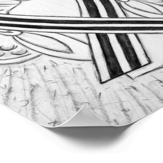 White en Black Awareness Ribbon Angel Poster (Hoek)