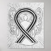 White en Black Awareness Ribbon Angel Poster (Voorkant)