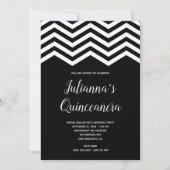 White en Black Chevron Trim Quinceañera Birthday Kaart (Voorkant)