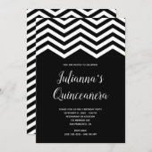 White en Black Chevron Trim Quinceañera Birthday Kaart (Voorkant / Achterkant)