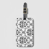 White en Black Damask Bagagelabel (Voorkant (verticaal))