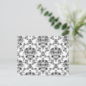 White en Black Damask Briefkaart (Staand voorkant)
