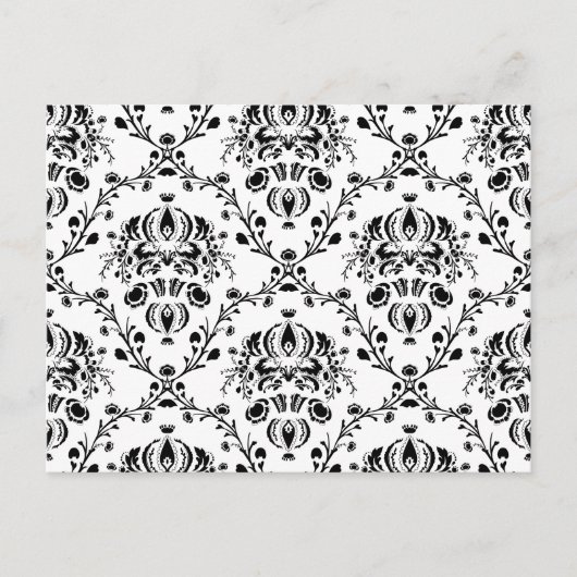 White en Black Damask Briefkaart (Voorkant)