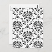 White en Black Damask Briefkaart (Voorkant / Achterkant)