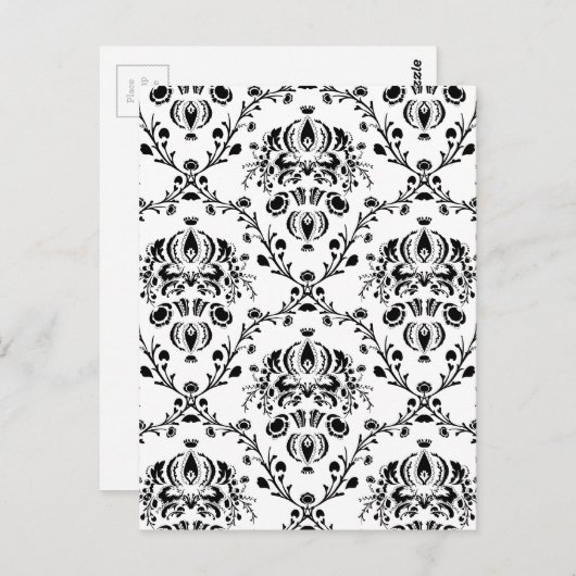 White en Black Damask Briefkaart (Voorkant / Achterkant)