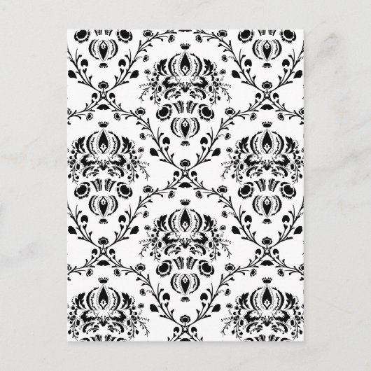 White en Black Damask Briefkaart (Voorkant)