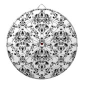 White en Black Damask Dartbord (Voorkant)