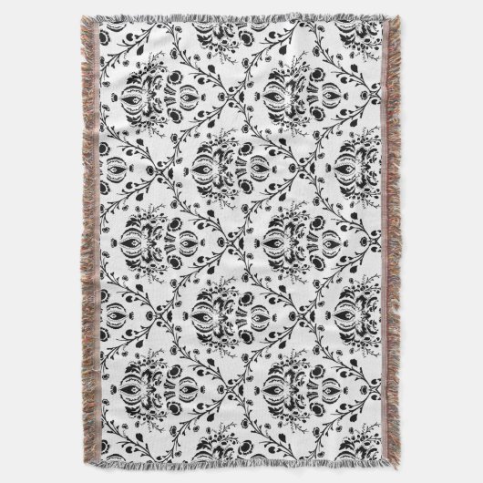 White en Black Damask Deken (Voorkant Verticaal)