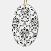 White en Black Damask Keramisch Ornament (Links)