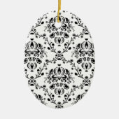 White en Black Damask Keramisch Ornament (Voorkant)
