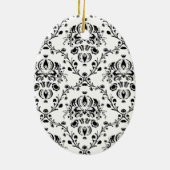 White en Black Damask Keramisch Ornament (Achterkant)