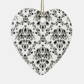 White en Black Damask Keramisch Ornament (Rechts)