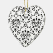 White en Black Damask Keramisch Ornament (Links)