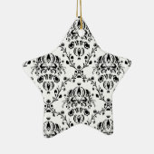 White en Black Damask Keramisch Ornament (Rechts)