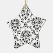 White en Black Damask Keramisch Ornament (Links)