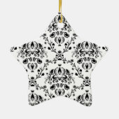 White en Black Damask Keramisch Ornament (Achterkant)