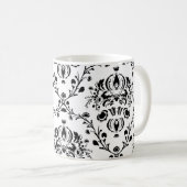 White en Black Damask Koffiemok (Voorkant rechts)