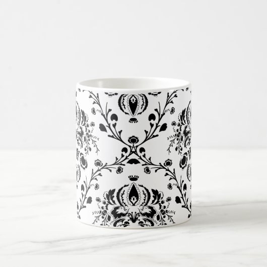 White en Black Damask Koffiemok (Center)
