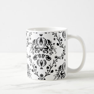 White en Black Damask Koffiemok