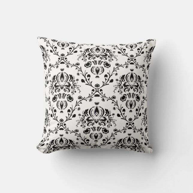 White en Black Damask Kussen (Voorkant)