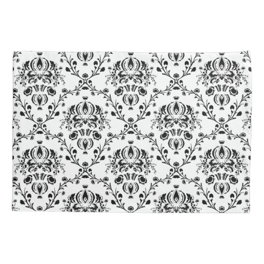 White en Black Damask Kussensloop (Achterkant-Links)