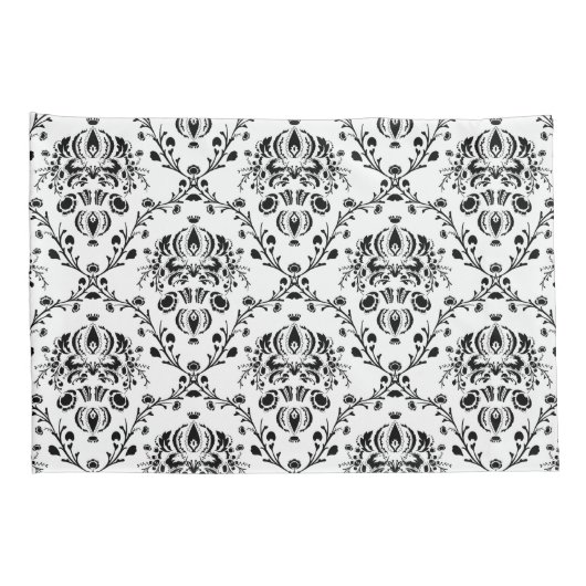 White en Black Damask Kussensloop (Achterkant-Rechts)