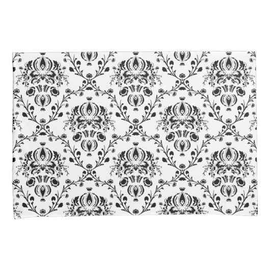 White en Black Damask Kussensloop (Voorkant-Rechts)