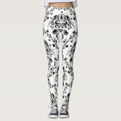 White en Black Damask Leggings (Voorkant)