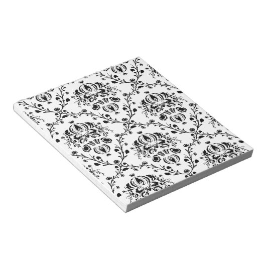 White en Black Damask Notitieblok (Schuin)