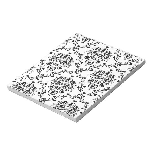 White en Black Damask Notitieblok (Linkerzijde)