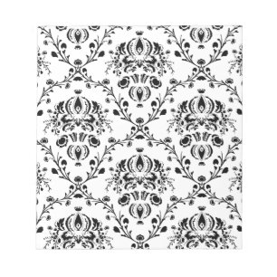 White en Black Damask Notitieblok