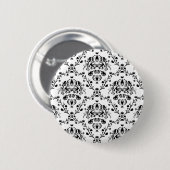 White en Black Damask Ronde Button 5,7 Cm (Voorkant /achterkant)