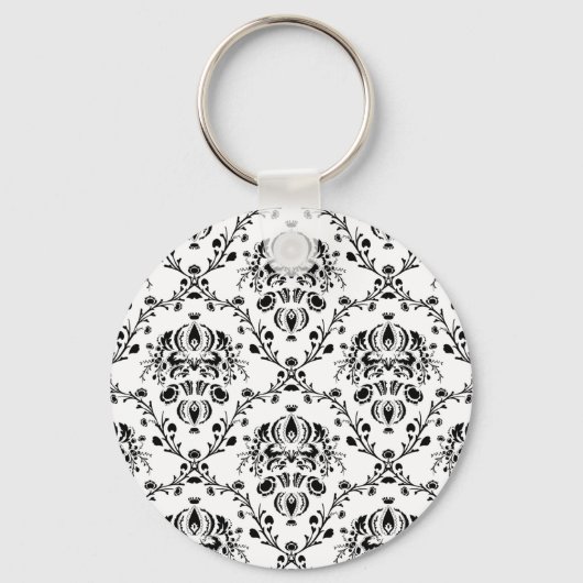 White en Black Damask Sleutelhanger (Voorkant)