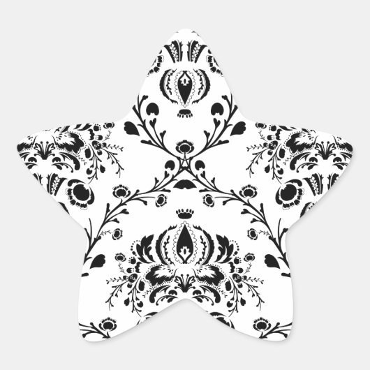 White en Black Damask Ster Sticker (Voorkant)