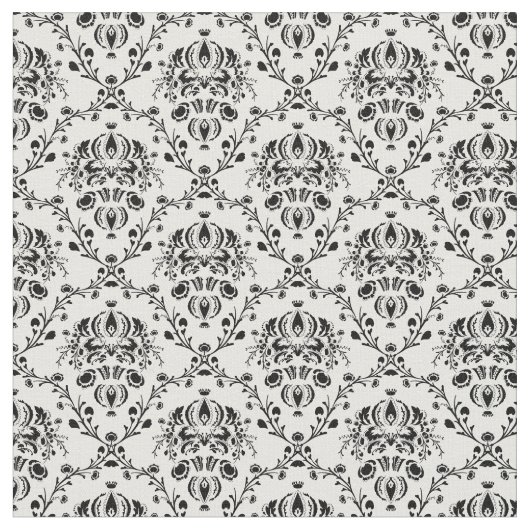 White en Black Damask Stof (Close Up)