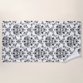 White en Black Damask Strandlaken (Voorkant)