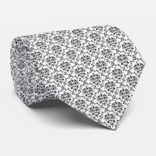White en Black Damask Stropdas (Opgerold)