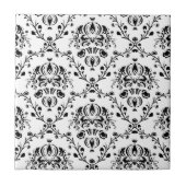 White en Black Damask Tegeltje (Voorkant)