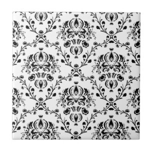 White en Black Damask Tegeltje