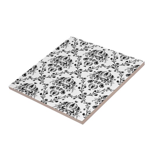White en Black Damask Tegeltje (Zijkant)