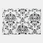 White en Black Damask Theedoek (Horizontaal)