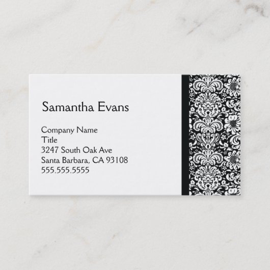 White en Black Damask Visitekaartje (Voorkant)