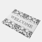 White en Black Damask Welkom Deurmat (Schuin)
