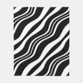 White en Black Diagonal Wavy Lines Pattern Fleece Deken (Voorkant)