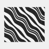 White en Black Diagonal Wavy Lines Pattern Fleece Deken (Voorkant (Horizontaal))