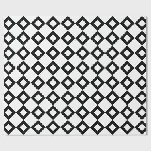 White en Black Diamond Pattern Cadeaupapier (Vlak)