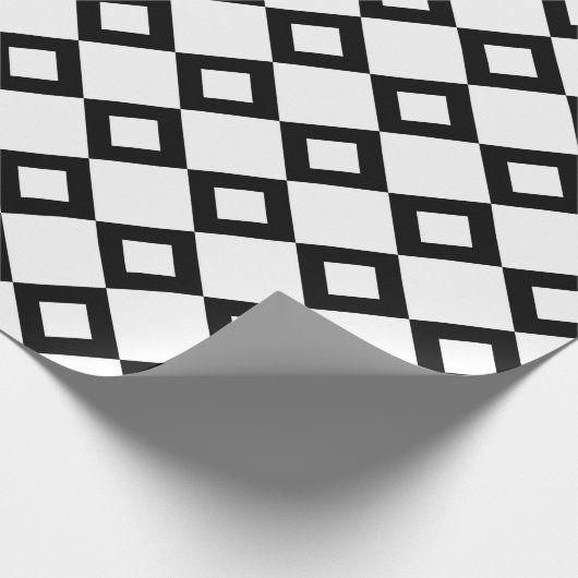 White en Black Diamond Pattern Cadeaupapier (Hoek)