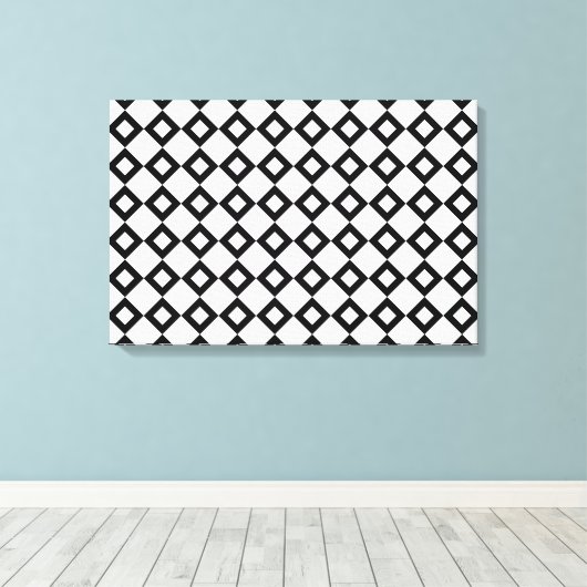 White en Black Diamond Pattern Canvas Afdruk (Insitu (Houten vloer))