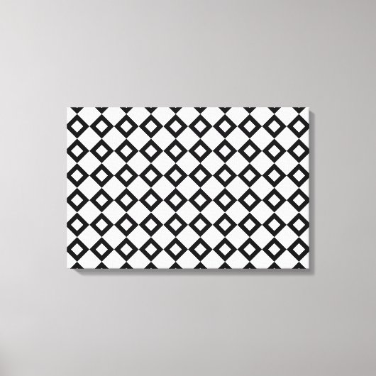 White en Black Diamond Pattern Canvas Afdruk (Voorkant)