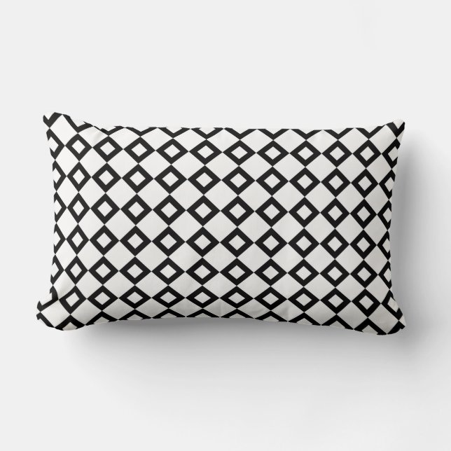 White en Black Diamond Pattern Kussen (Voorkant)